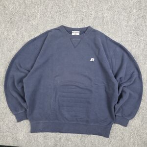 Russell Athletic 90% Cotton Embroidered Logo Sweatshirt Navy Large Heritage